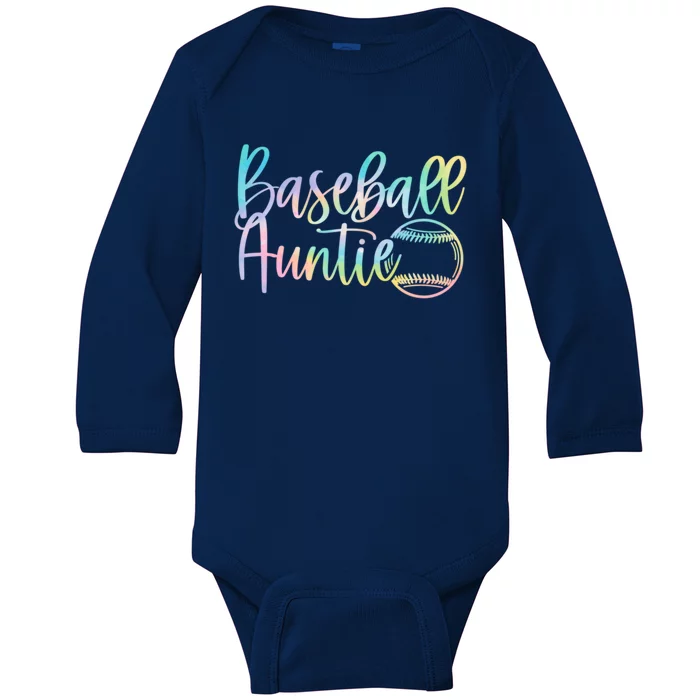 Tie Dye Baseball Auntie Pocket Baseball Auntie Game Day Cute Gift Baby Long Sleeve Bodysuit