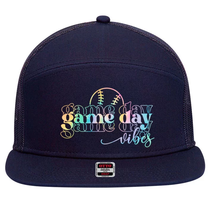 Tie Dye Baseball Game Day Vibes Baseball Team Game Day Great Gift 7 Panel Mesh Trucker Snapback Hat