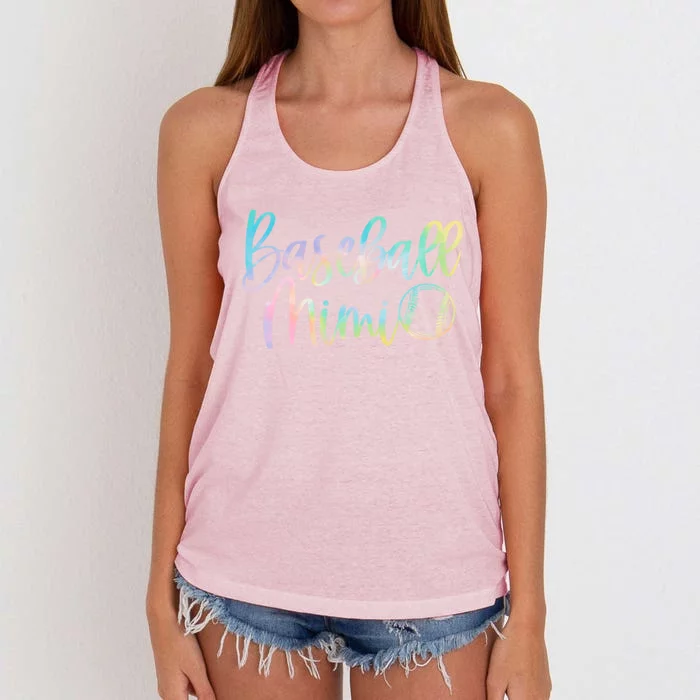 Tie Dye Baseball Mimi Pocket Baseball Mimi Game Day Vibes Great Gift Women's Knotted Racerback Tank