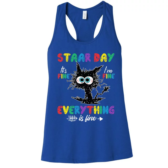 Test Day Black Cat Teacher Student Staar Testing Day Women's Racerback Tank