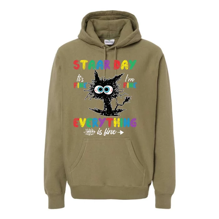 Test Day Black Cat Teacher Student Staar Testing Day Premium Hoodie