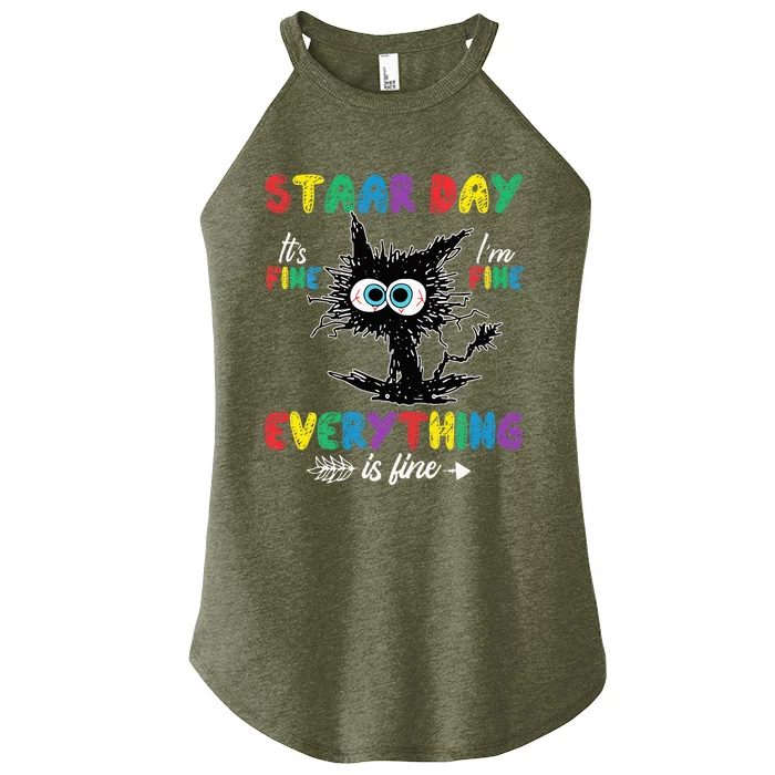 Test Day Black Cat Teacher Student Staar Testing Day Women’s Perfect Tri Rocker Tank