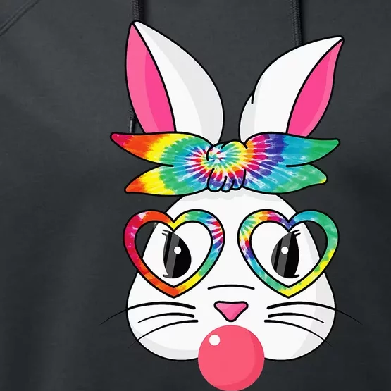 Tie Dye Bunny With Bandana Heart Easter Day Performance Fleece Hoodie