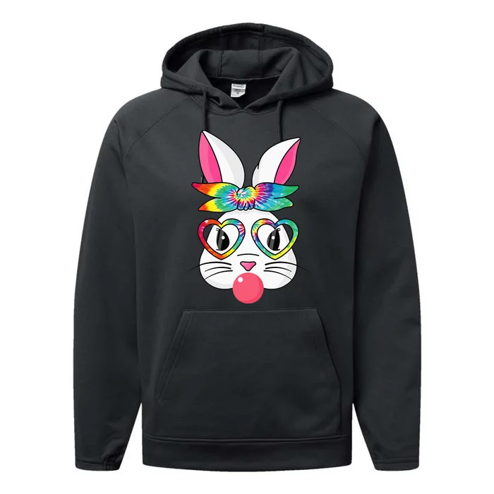 Tie Dye Bunny With Bandana Heart Easter Day Performance Fleece Hoodie