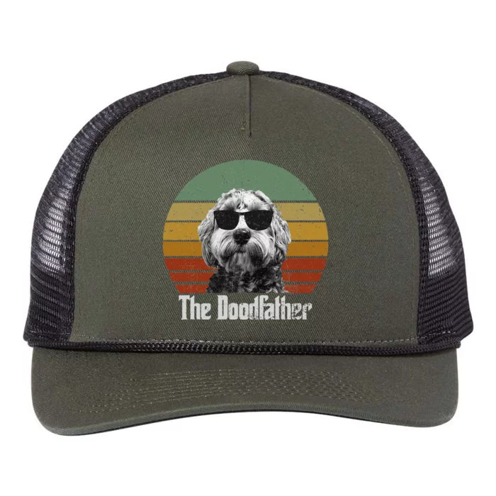 The Doodfather Best Doodle Dad Doodle Dog Fathers Day Retro Rope Trucker Hat Cap