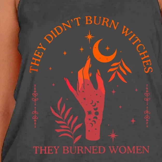 They Didnt Burn Witches They Burned Women Witchy Feminist Women's Knotted Racerback Tank