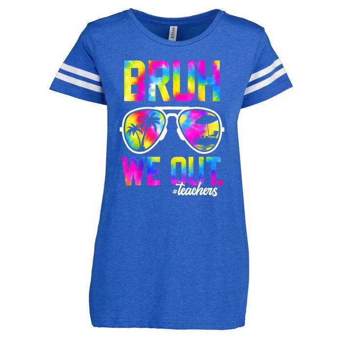 Tie Dye Bruh We Out Teachers Summer Last Day Of School Gift Enza Ladies Jersey Football T-Shirt