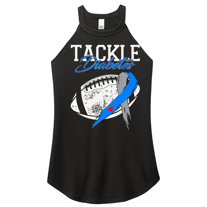 Tackle Diabetes Blue Football Type 1 T1D Diabetes Awareness Women’s Perfect Tri Rocker Tank