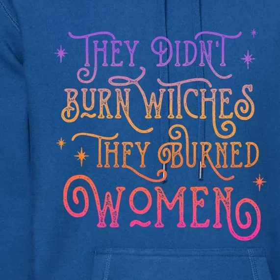 They DidnT Burn Witch They Burned Feminist Halloween Funny Gift Premium Hoodie