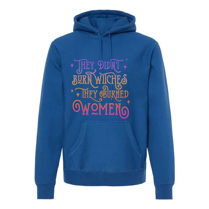 They DidnT Burn Witch They Burned Feminist Halloween Funny Gift Premium Hoodie