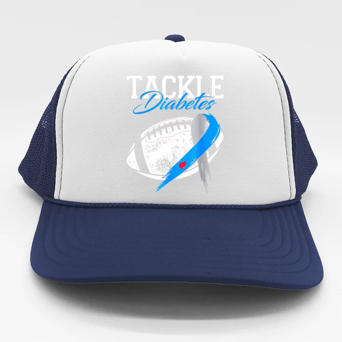 Tackle Diabetes Blue Football Type 1 T1D Diabetes Awareness Trucker Hat