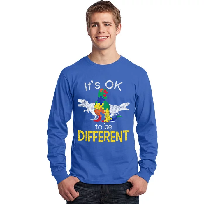 Trex Dinosaurs Be Different Autistic Autism Awareness Gift Tall Long Sleeve T-Shirt