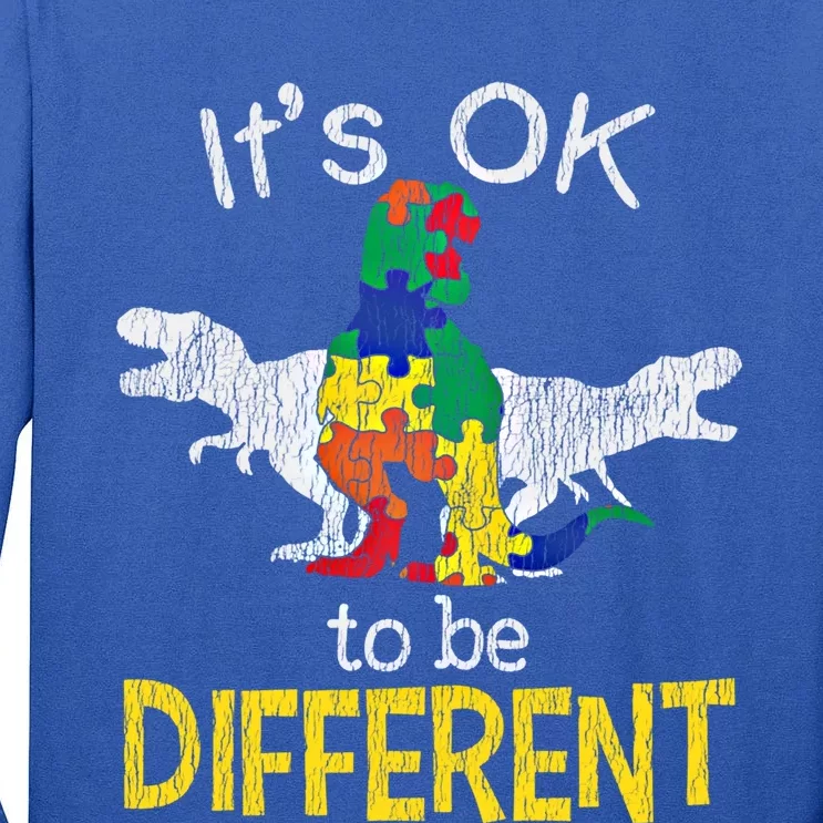 Trex Dinosaurs Be Different Autistic Autism Awareness Gift Tall Long Sleeve T-Shirt