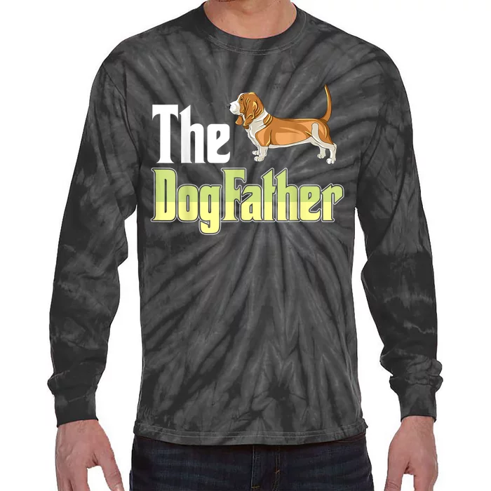 The Dogfather Basset Hound Funny Dog Owner Father’ Day Tie-Dye Long Sleeve Shirt