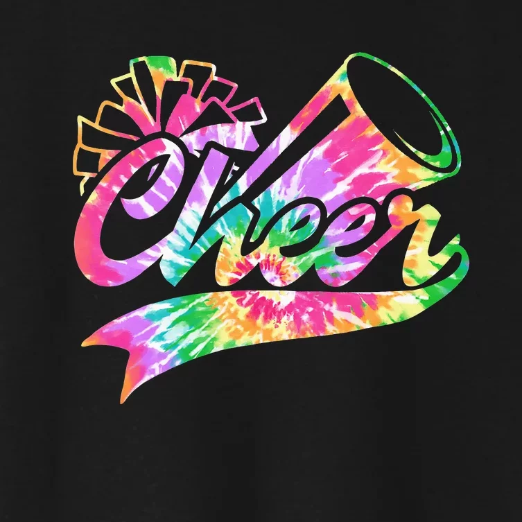 Tie Dye Cheerleading Peace Love Cheer Women's Crop Top Tee