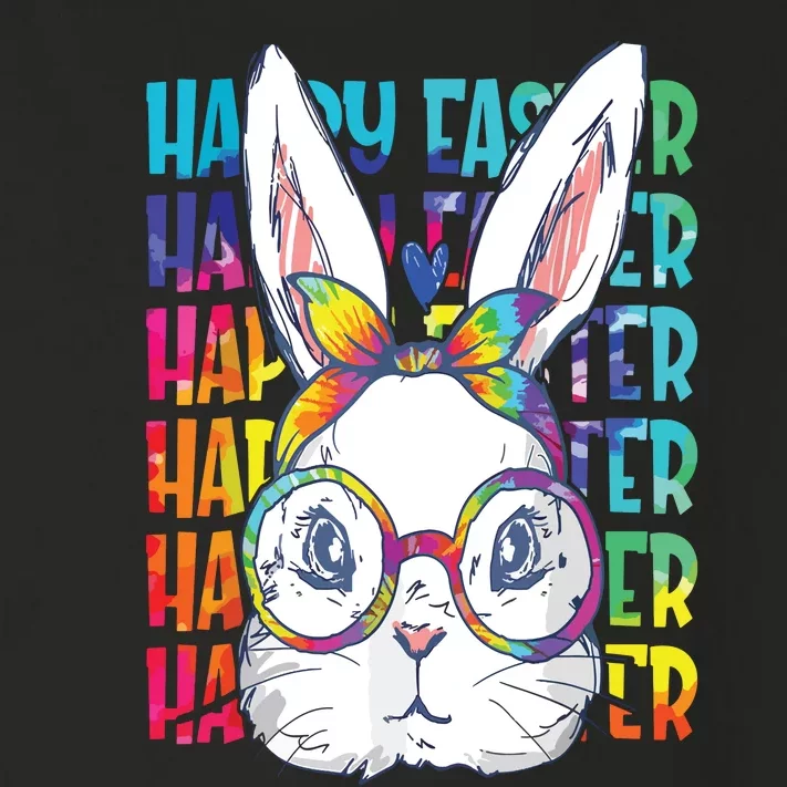 Tie Dye Cute Bunny Rabbit Face Glasses Happy Easter Day Toddler Long Sleeve Shirt