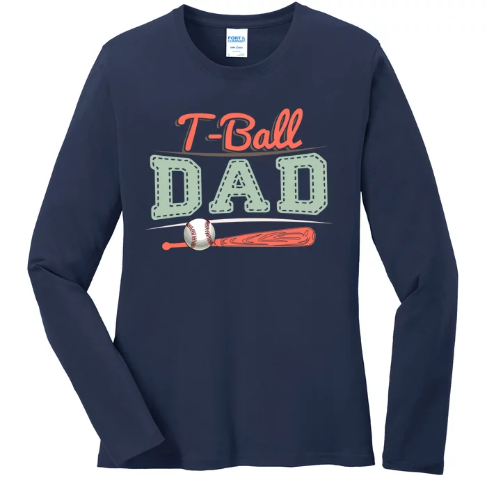 T-Ball Dad Cute Tee-Ball Daddy Tball Game Day Family Match Ladies Long Sleeve Shirt