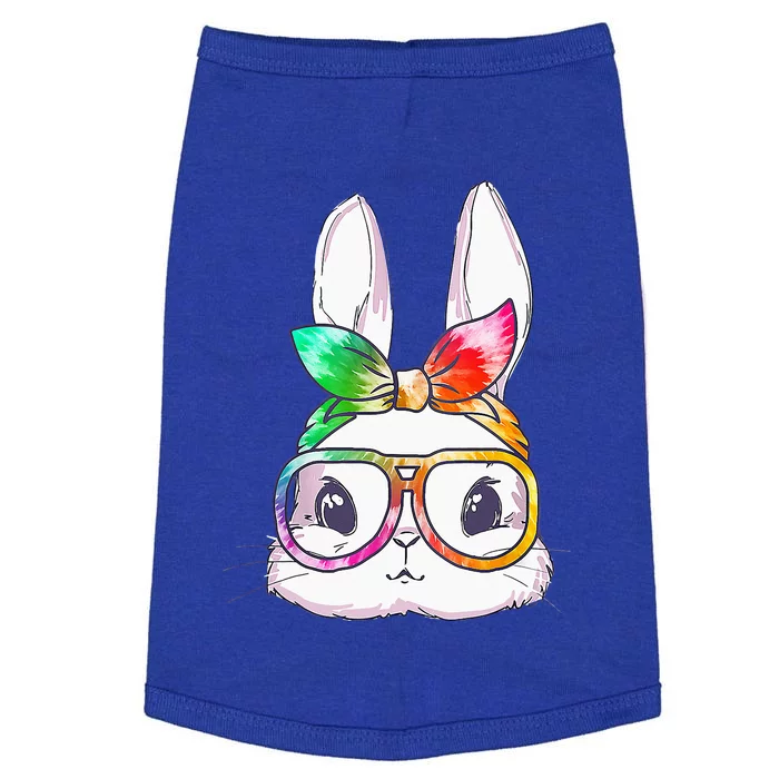 Tie Dye Cute Bunny Rabbit Face Glasses Happy Easter Day Doggie Tank