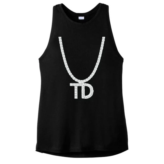 Td Diamond Chain Tommy Cutlets New York Italian Football Ladies Tri-Blend Wicking Tank