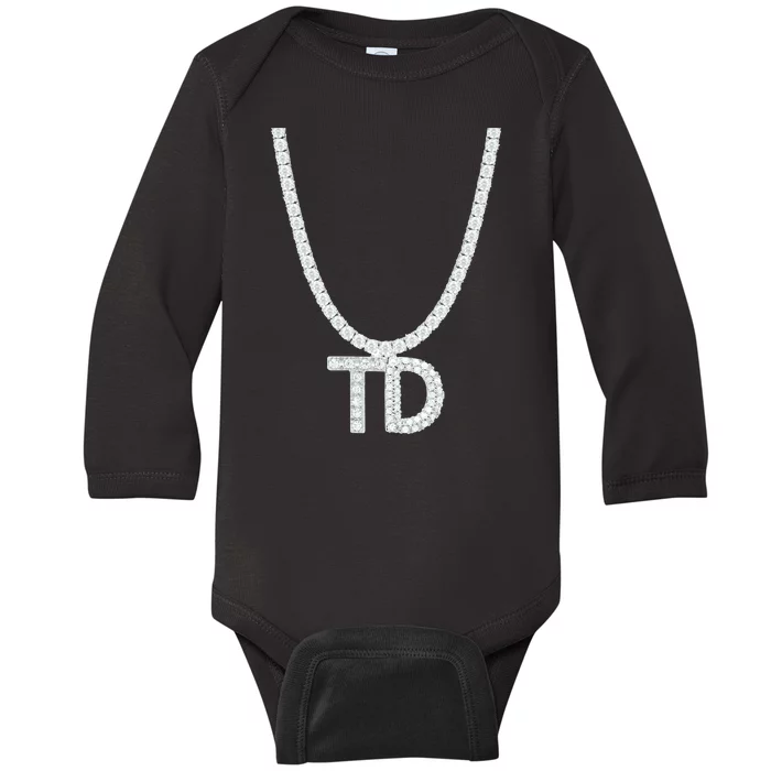 Td Diamond Chain Tommy Cutlets New York Italian Football Baby Long Sleeve Bodysuit