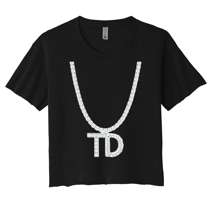 Td Diamond Chain Tommy Cutlets New York Italian Football Women's Crop Top Tee