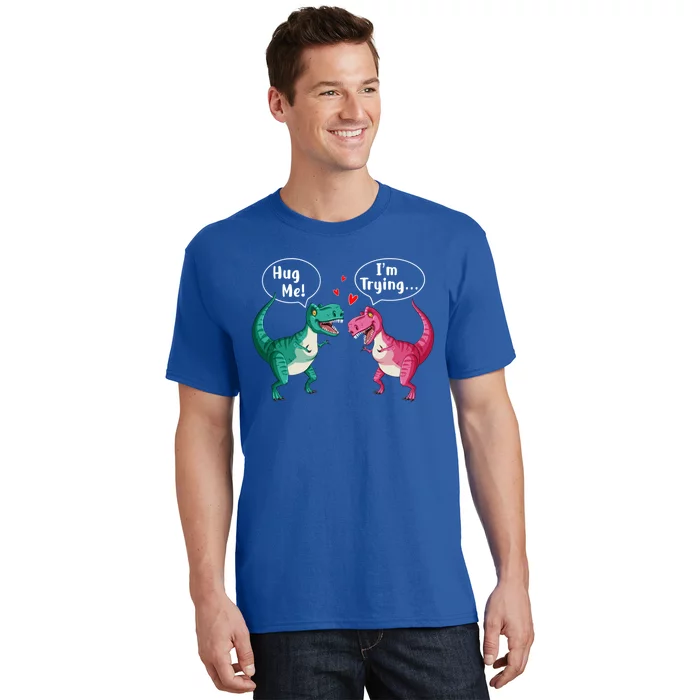 Tgiftrex Dinosaur Couple Hug Me Valentines Day Funny Gift T-Shirt