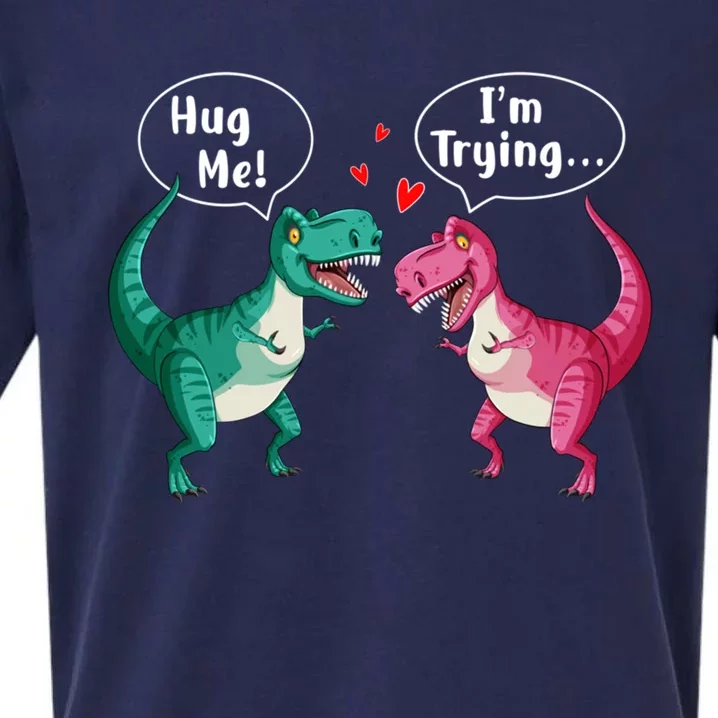 Tgiftrex Dinosaur Couple Hug Me Valentines Day Funny Gift Sueded Cloud Jersey T-Shirt