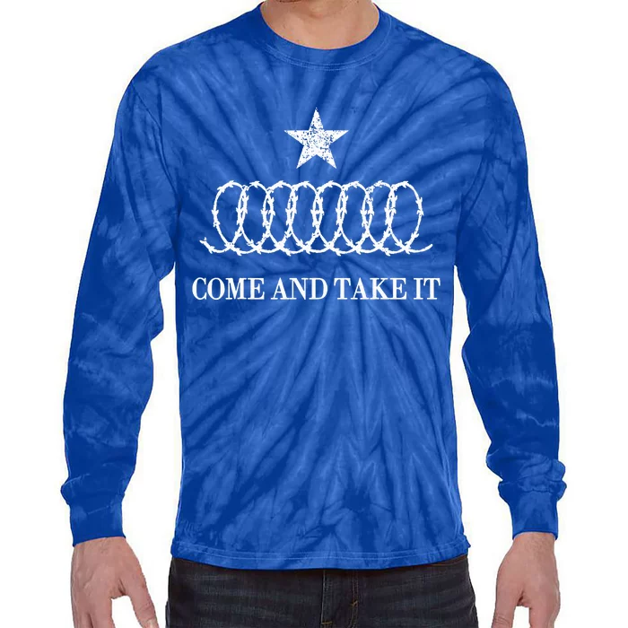 Texas Defiance Come And Take It Borders Security Ra.Zor Wi.Re Tie-Dye Long Sleeve Shirt