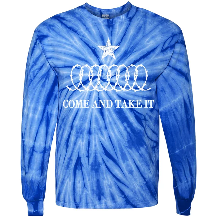 Texas Defiance Come And Take It Borders Security Ra.Zor Wi.Re Tie-Dye Long Sleeve Shirt