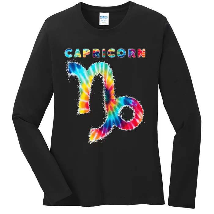 Tie Dye Capricorn Zodiac Sign Astrology Horoscope Ladies Long Sleeve Shirt