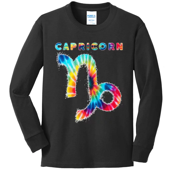 Tie Dye Capricorn Zodiac Sign Astrology Horoscope Kids Long Sleeve Shirt