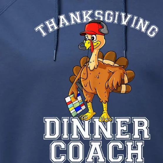 Thanksgiving Dinner Coach  Funny Turkey Funny Chef Cook Performance Fleece Hoodie