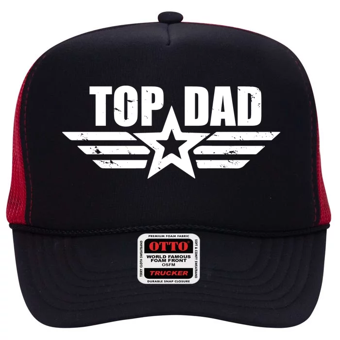 Top Dad Cool Fathers Day Gift High Crown Mesh Trucker Hat