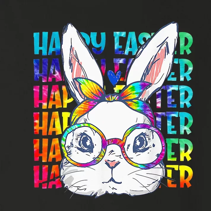 Tie Dye Cute Bunny Rabbit Face Glasses  Happy Easter Day Toddler Long Sleeve Shirt