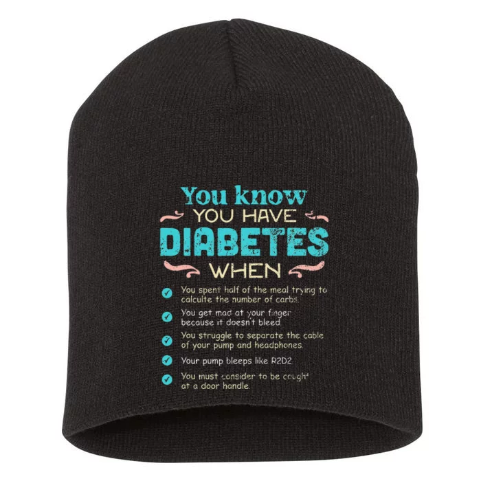 T1D Diabetes checklist Short Acrylic Beanie