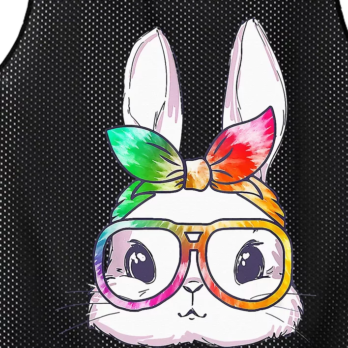 Tie Dye Cute Bunny Rabbit Face Glasses Happy Easter Day Mesh Reversible Basketball Jersey Tank