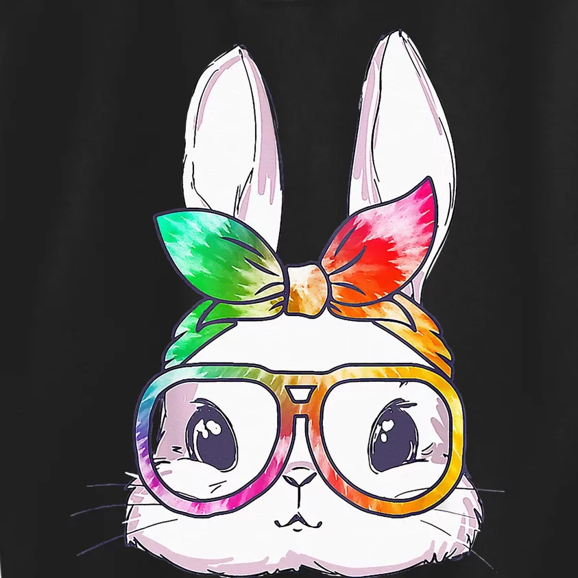 Tie Dye Cute Bunny Rabbit Face Glasses Happy Easter Day Kids Sweatshirt