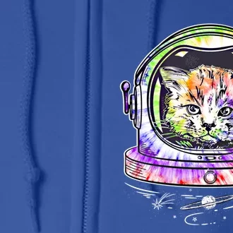 Tie Dye Catstronauts Funny Space Cat Astronaut Graphic Meaningful Gift Full Zip Hoodie