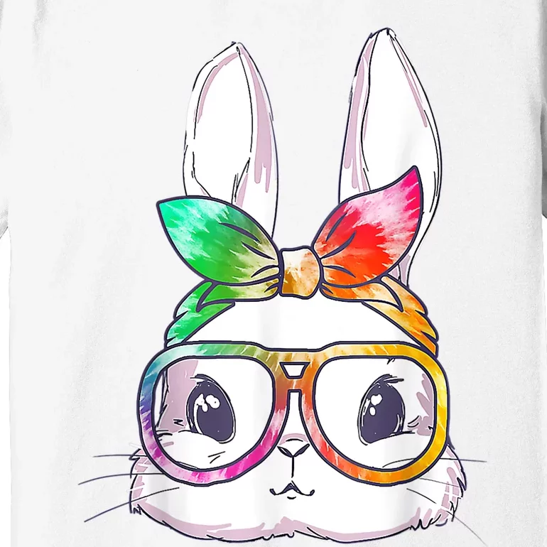 Tie Dye Cute Bunny Rabbit Face Glasses Girl Happy Easter Day Premium T-Shirt