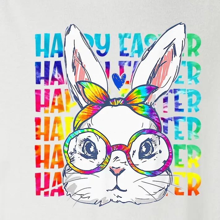 Tie Dye Cute Bunny Rabbit Face Glasses  Happy Easter Day Toddler Long Sleeve Shirt