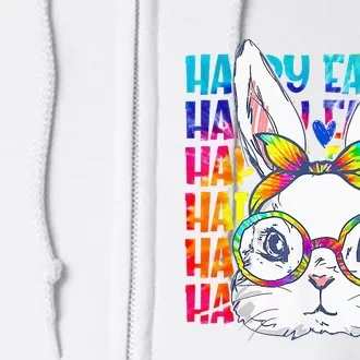 Tie Dye Cute Bunny Rabbit Face Glasses  Happy Easter Day Full Zip Hoodie