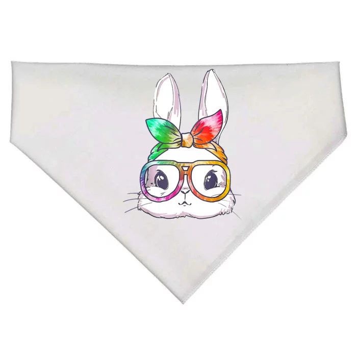 Tie Dye Cute Bunny Rabbit Face Glasses Happy Easter Day USA-Made Doggie Bandana