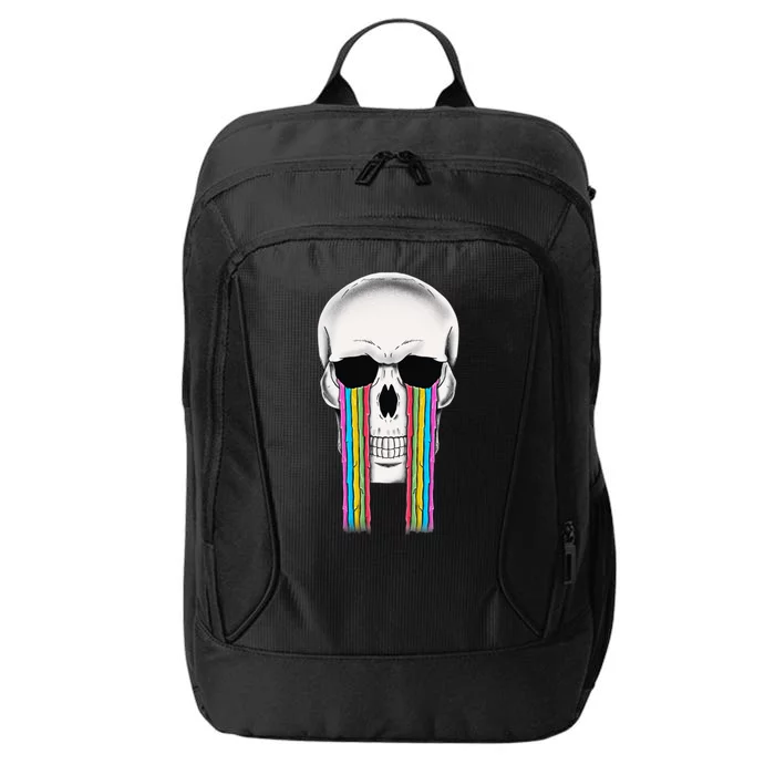 Tear Drop Crying Sad Rainbow Skull Drip City Backpack