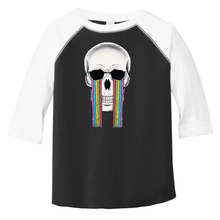 Tear Drop Crying Sad Rainbow Skull Drip Toddler Fine Jersey T-Shirt