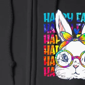 Tie Dye Cute Bunny Rabbit Face Glasses Easter Day Full Zip Hoodie