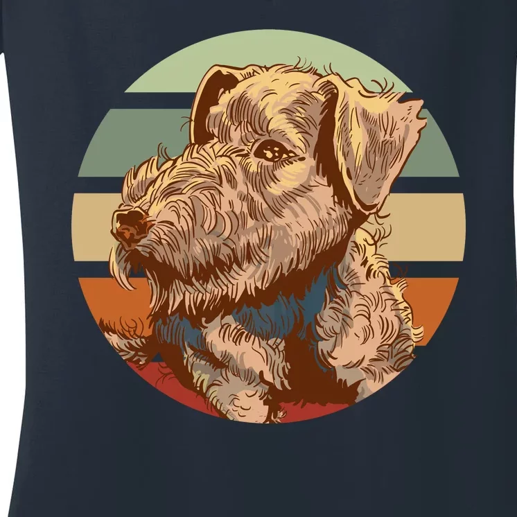 Terrier Dog Cute Sunset Women's V-Neck T-Shirt