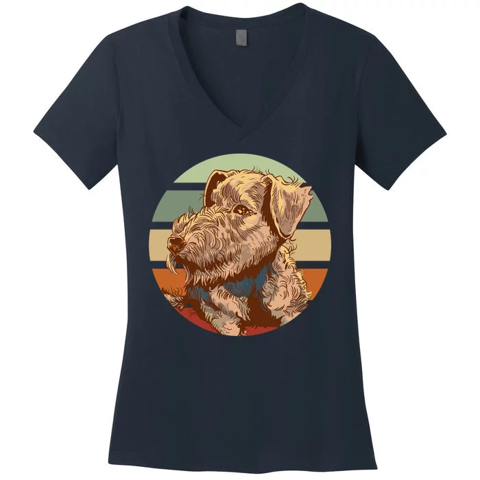 Terrier Dog Cute Sunset Women's V-Neck T-Shirt