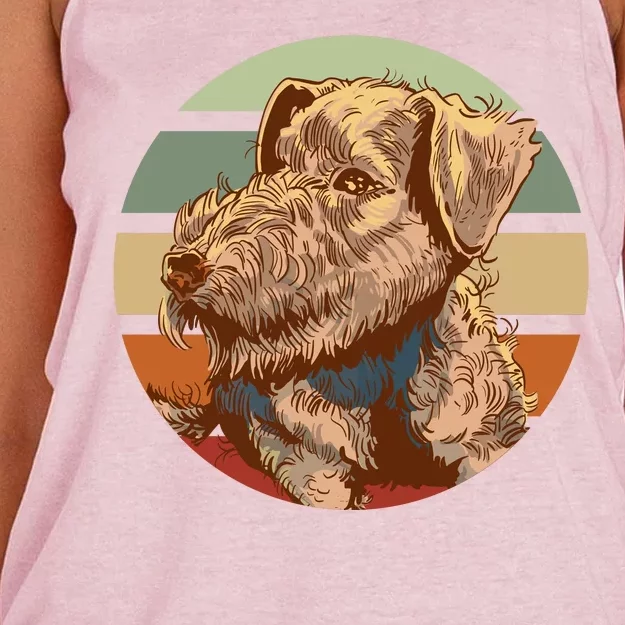 Terrier Dog Cute Sunset Women's Knotted Racerback Tank