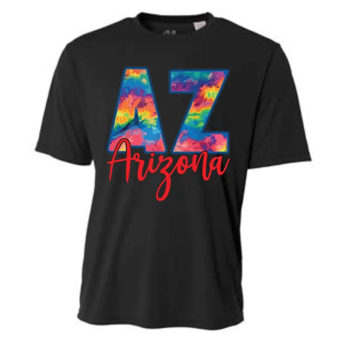 Tie Dye Colorful Heart Arizona State Gift Cooling Performance Crew T-Shirt