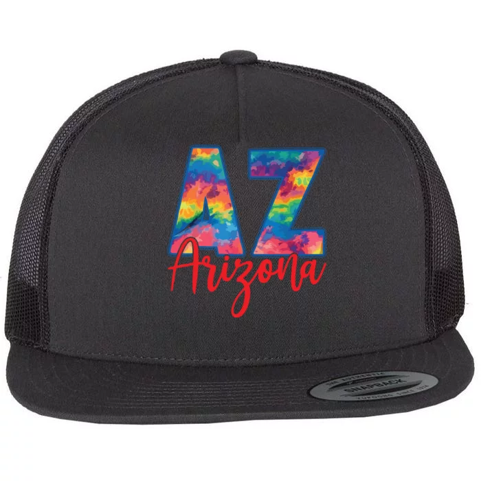 Tie Dye Colorful Heart Arizona State Gift Flat Bill Trucker Hat